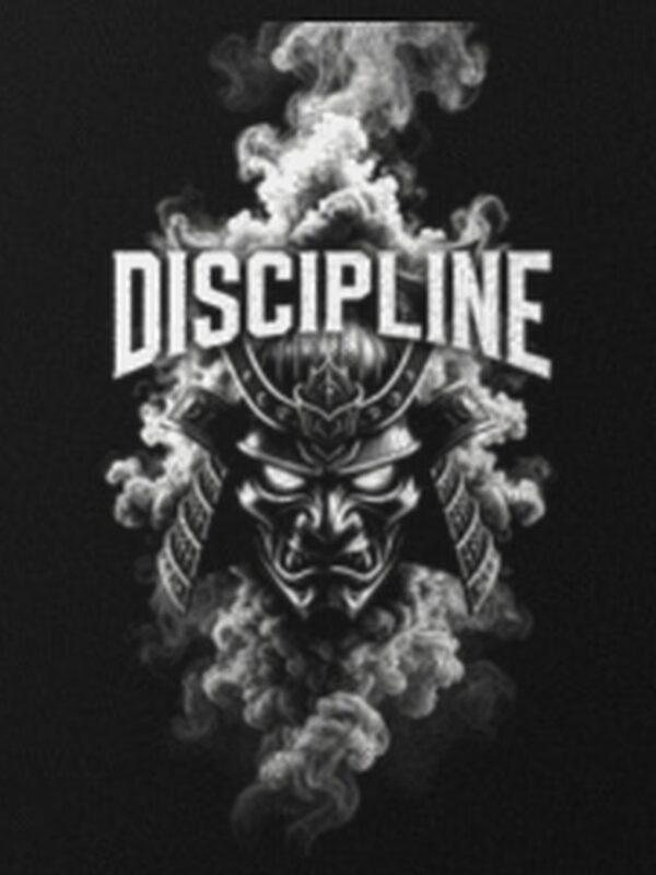 Close-up of the Discipline chest print