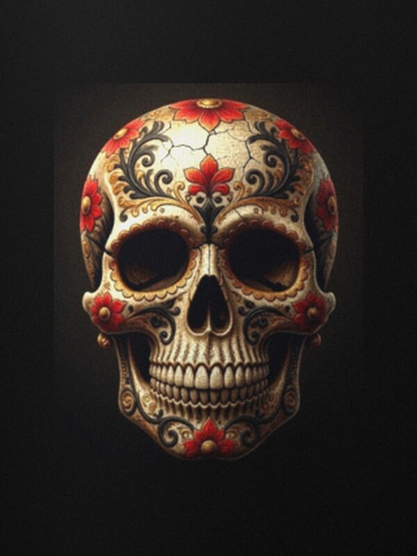 Close-up of the Sugar Skull tote print